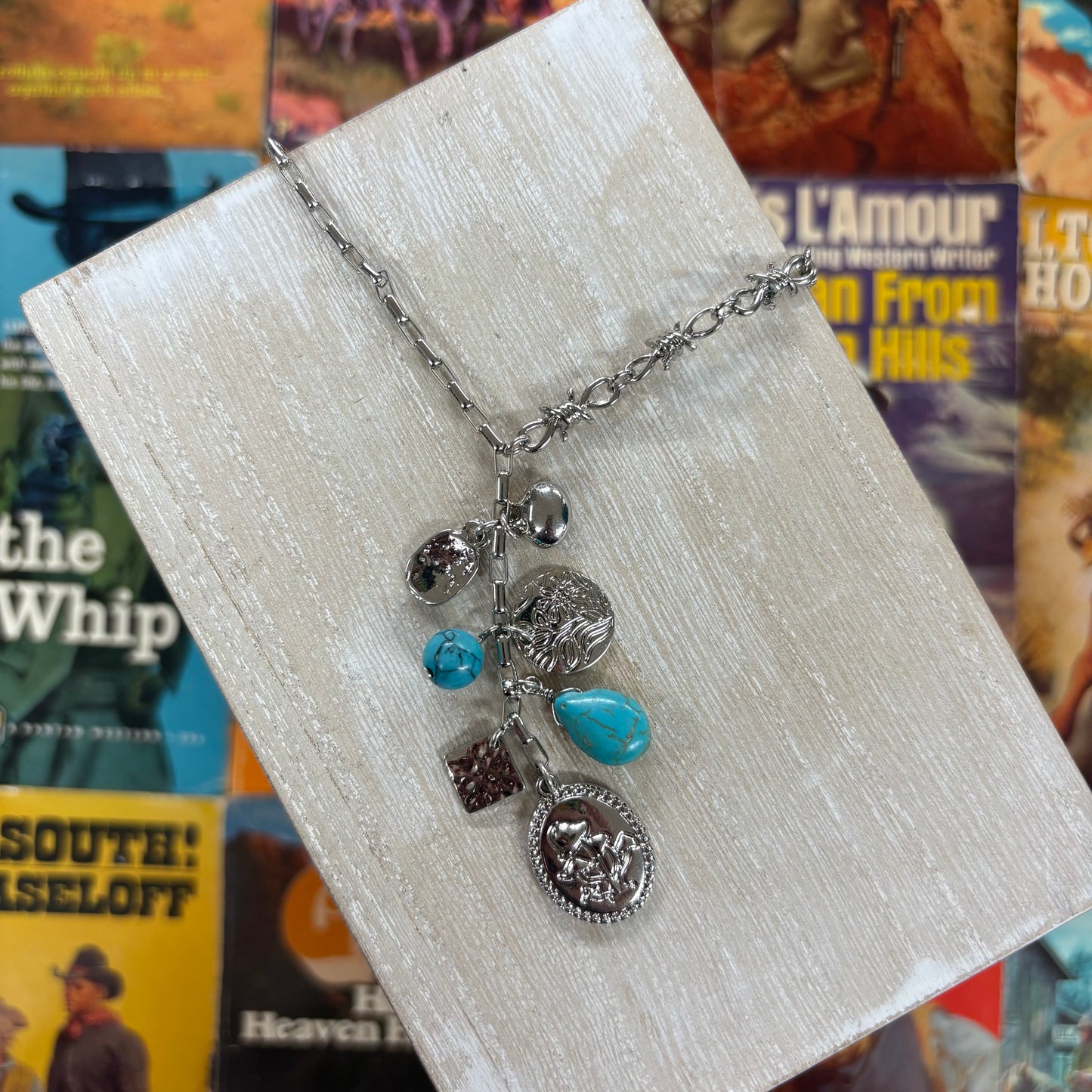 Turquoise Boho Y Drop Charm Necklace - JOSSLYN