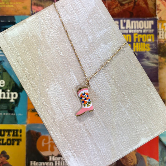 Pink Boot Necklace - JOSSLYN