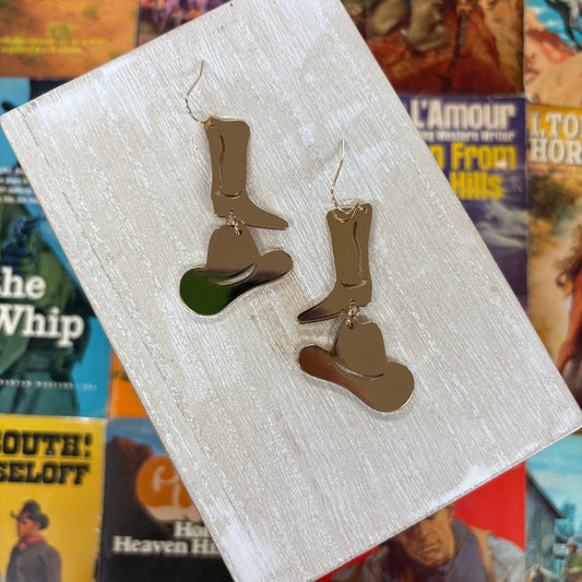 Western Boot Hat Drop Earrings - JOSSLYN