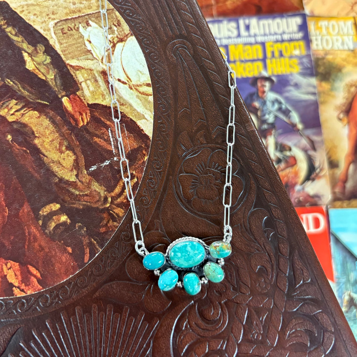 Turquoise Half Cluster Necklace - Boho Sol