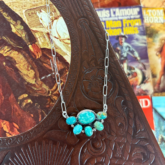 Turquoise Half Cluster Necklace - Boho Sol