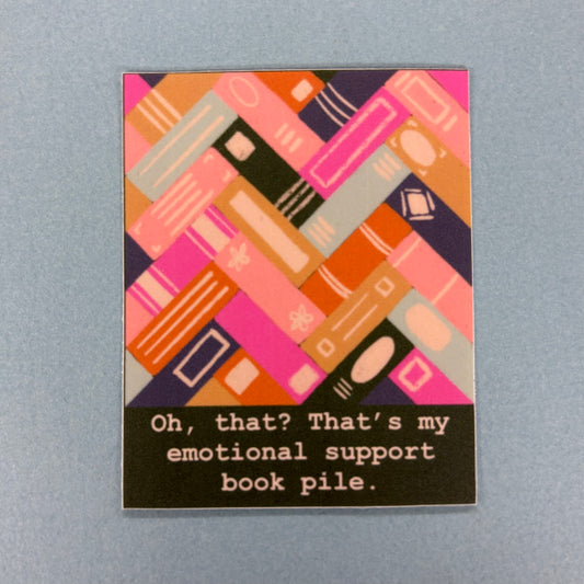 Emotional Support Book Pile Sticker - Addpeace Studio