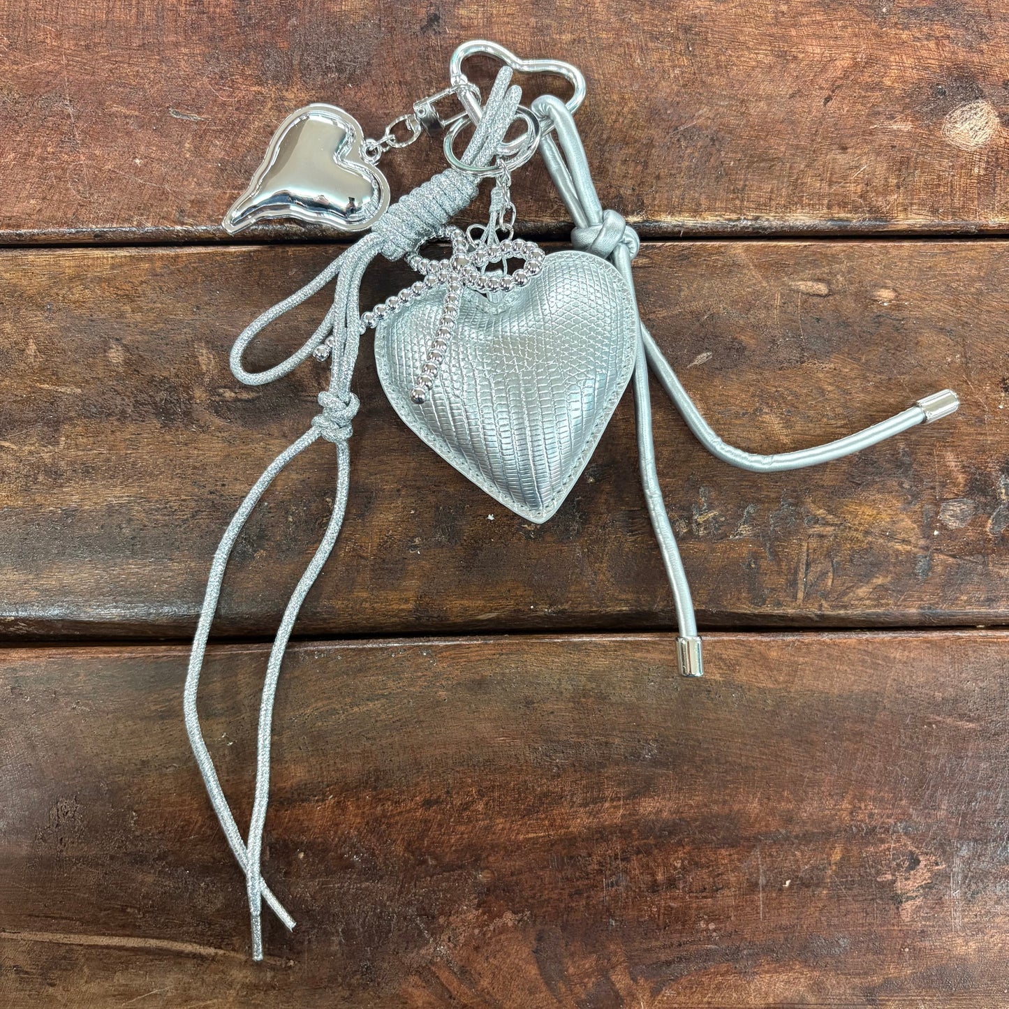 Silver Hearts Bag Charm - Accity