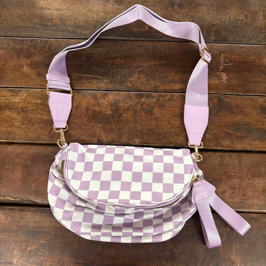 Checkered Purple Crossbody Bag - Mugsby