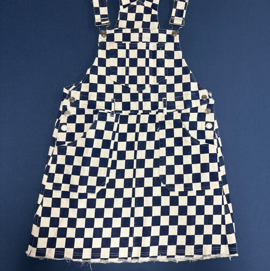 Navy Checkered Overall Dress - Mittoshop
