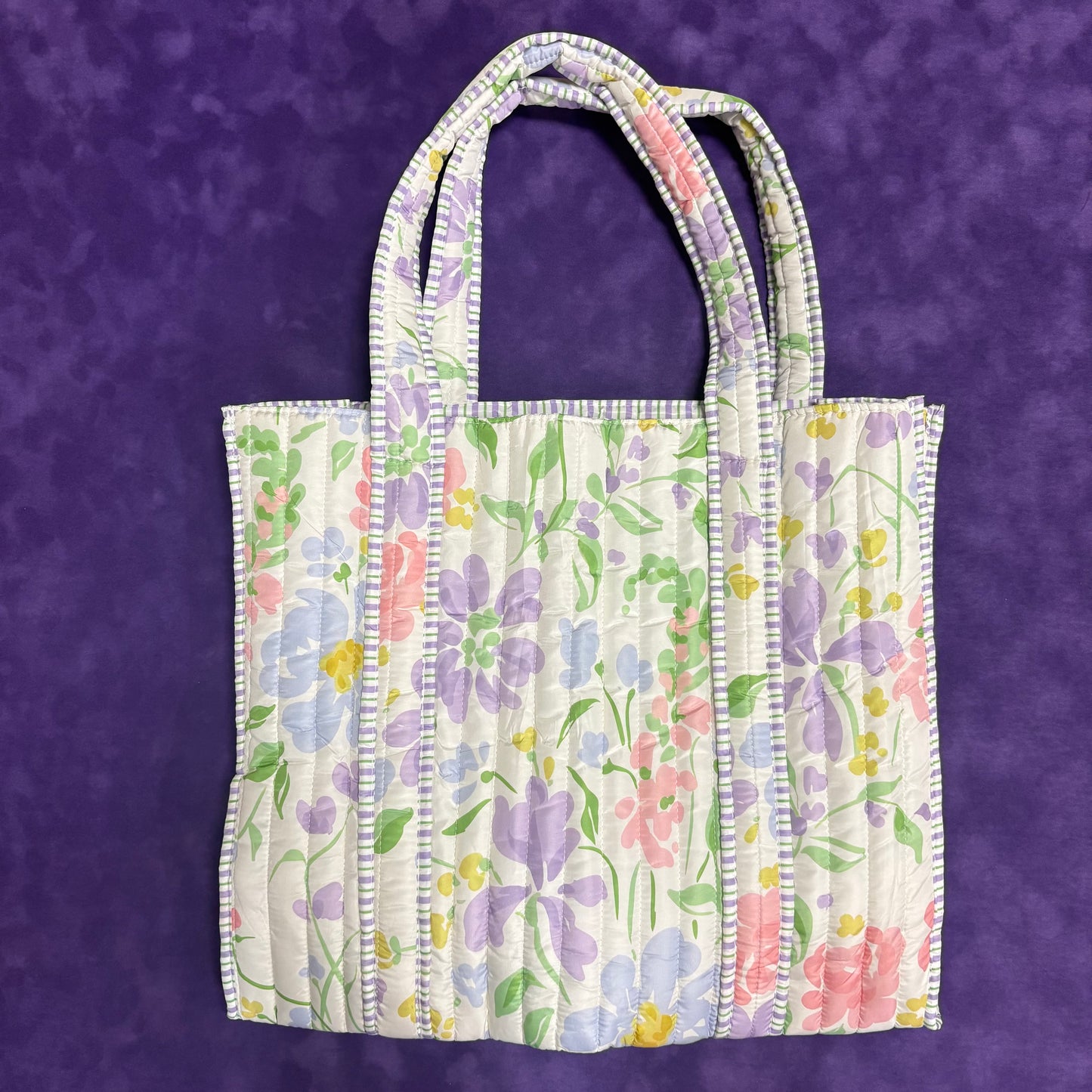 Blue and Purple Floral Tote Bag - PPTX