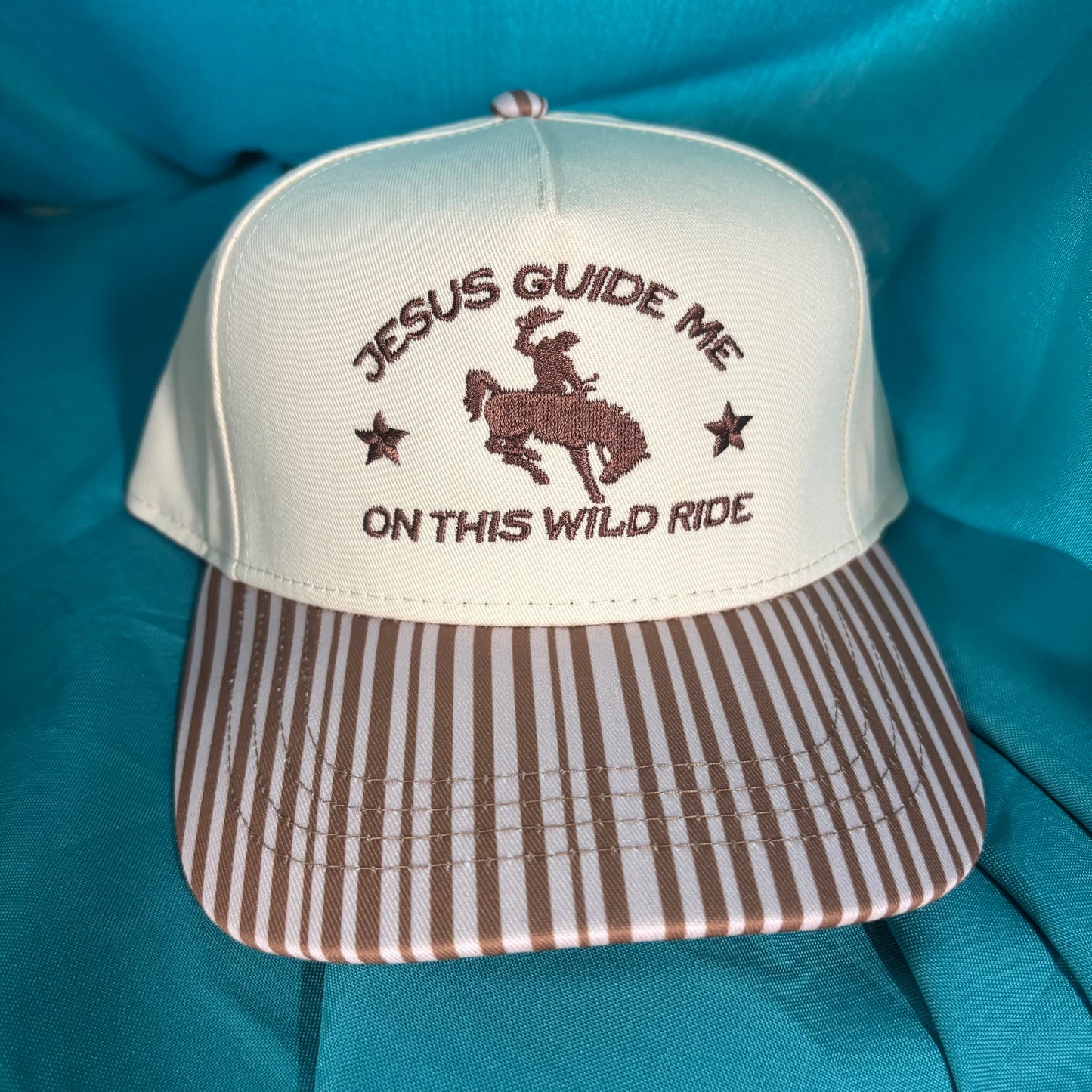 Jesus Guide Me Striped Cap - Ruby Moon