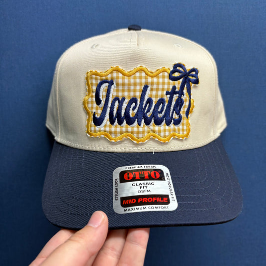 Yellow Gingham Jackets Cap - Lucky Girl TX