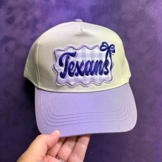 Light Purple Gingham Texans Cap - Lucky Girl TX