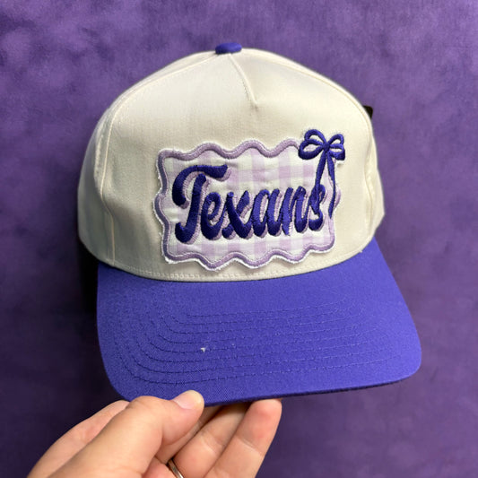 Purple Gingham Texans Cap - Lucky Girl TX