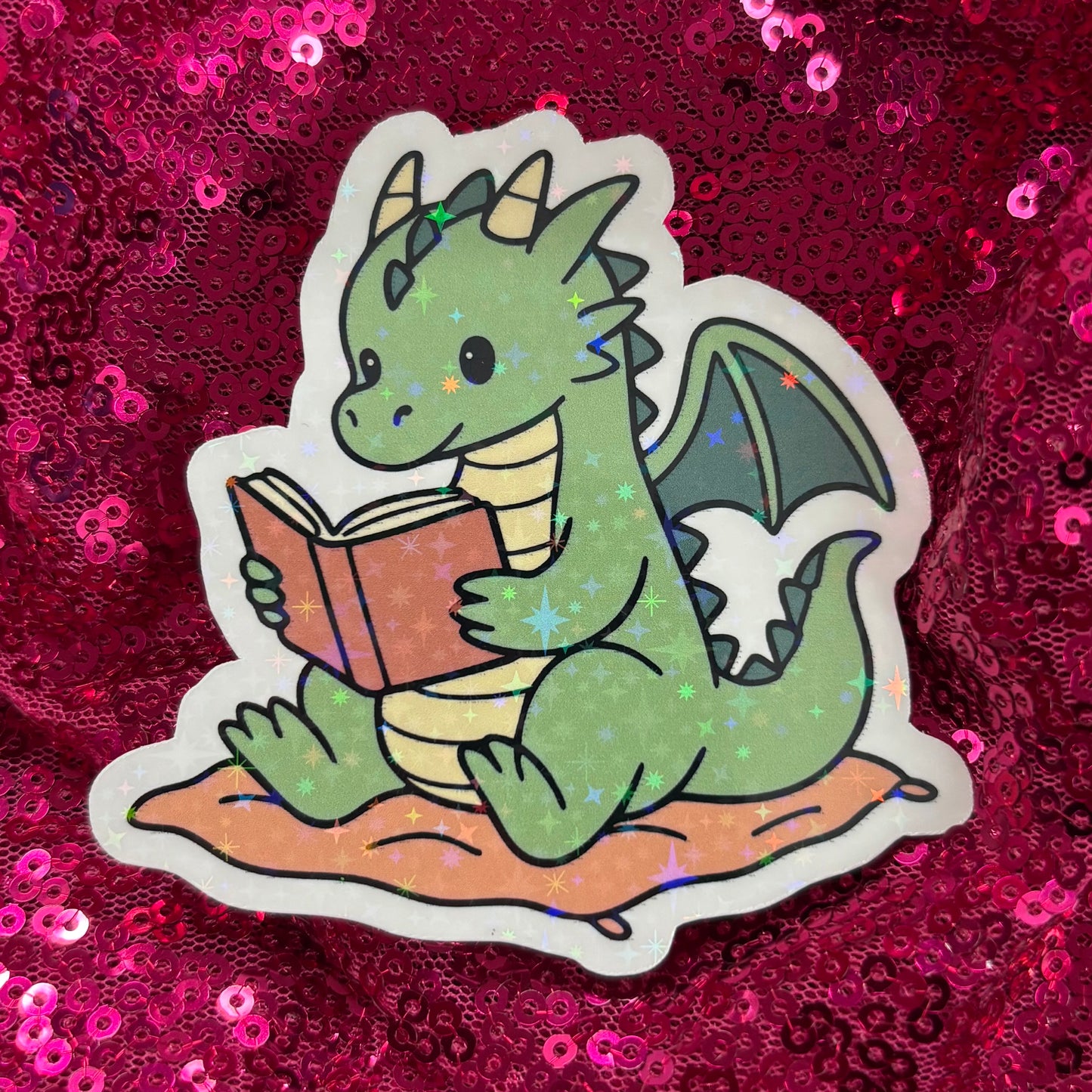 Dragon Reading Sticker - Purely Bookish