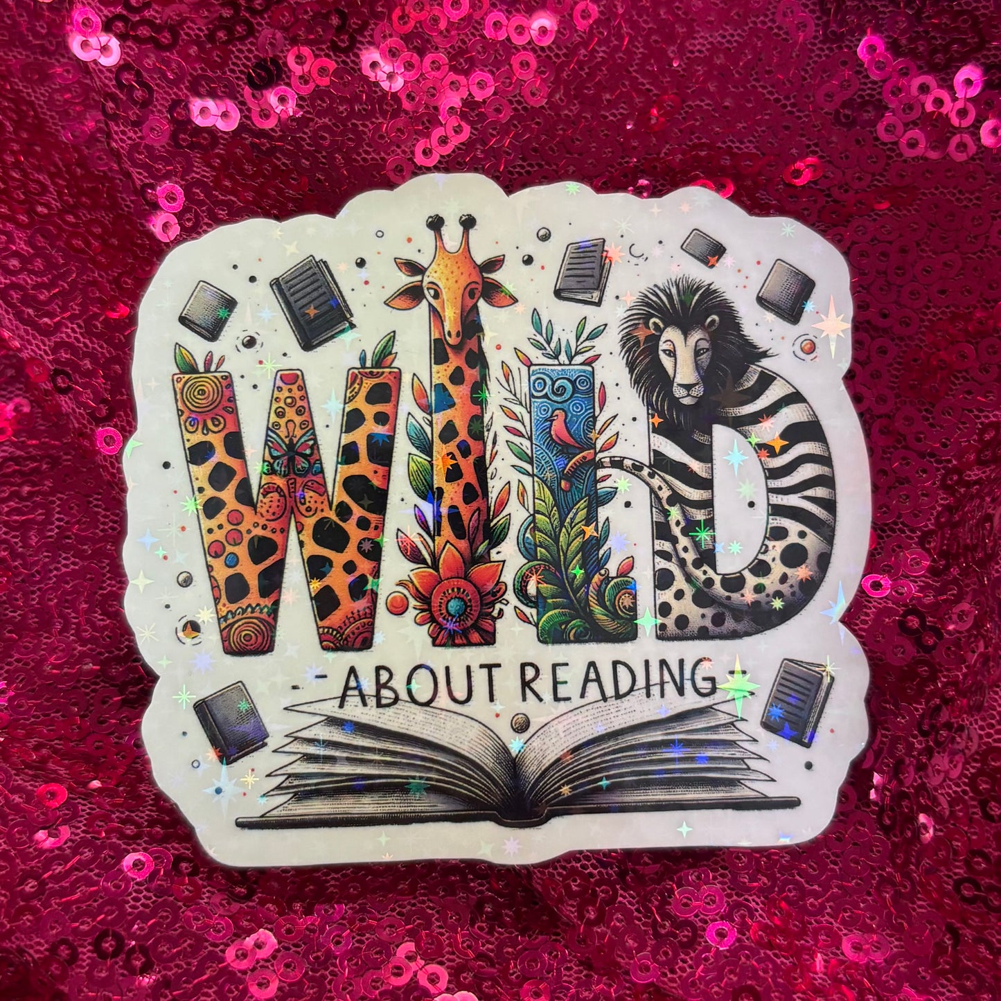 Wild About Reading Sticker - Purely Bookish