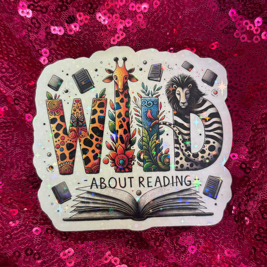 Wild About Reading Sticker - Purely Bookish