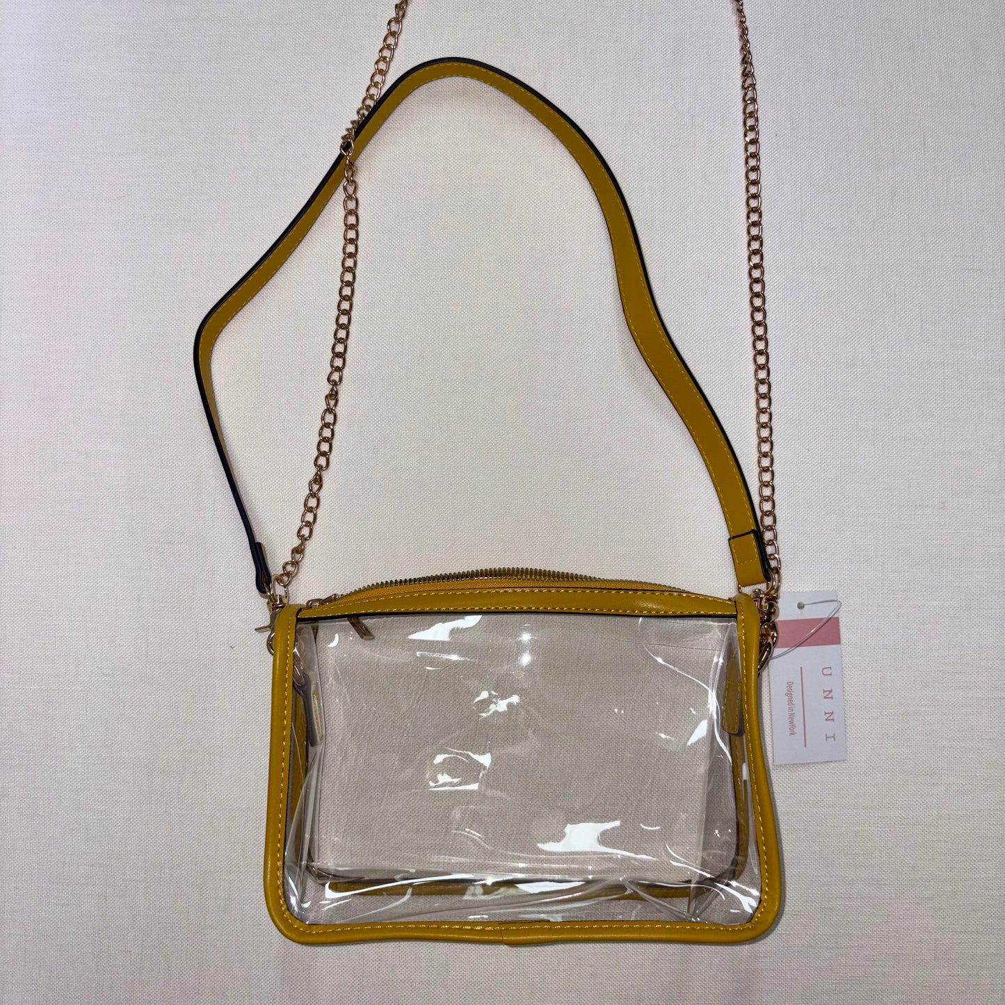 Mustard Clear Rectangle Crossbody Bag - Hana