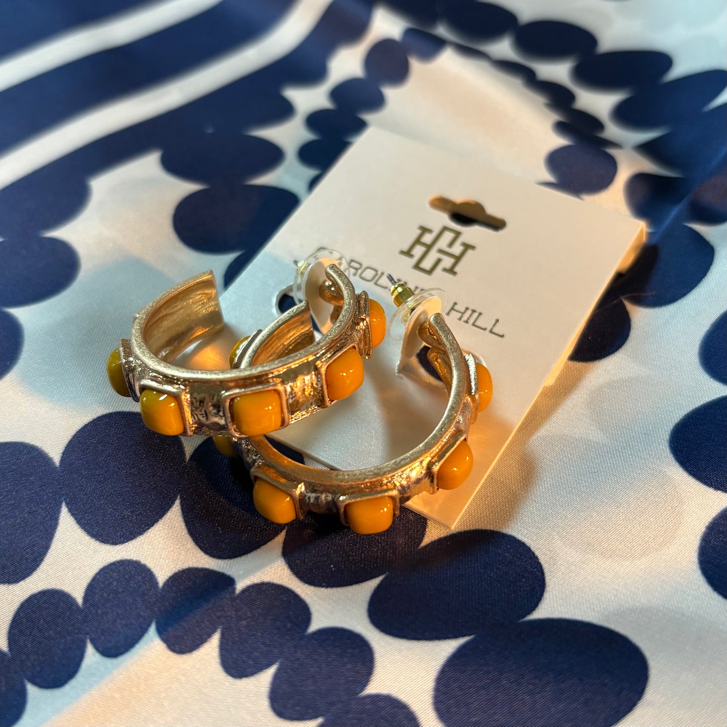 Allie Hammered Gold Earrings Mustard - Caroline Hill
