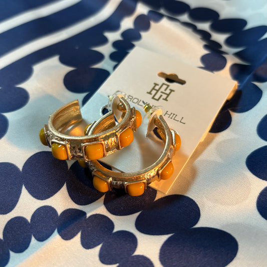 Allie Hammered Gold Earrings Mustard - Caroline Hill