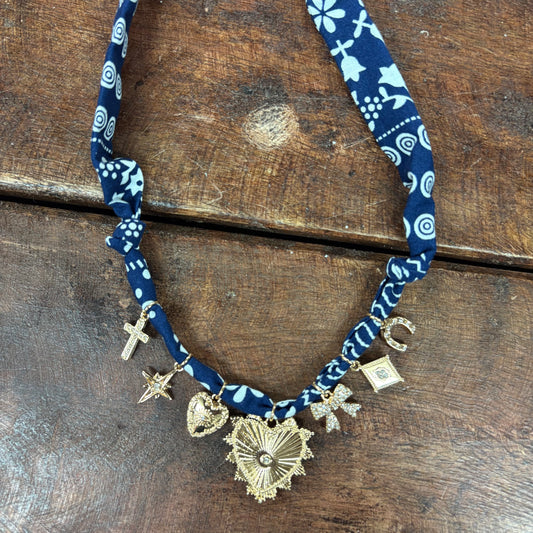 Rena Multi Charm Scarf Necklace - Caroline Hill