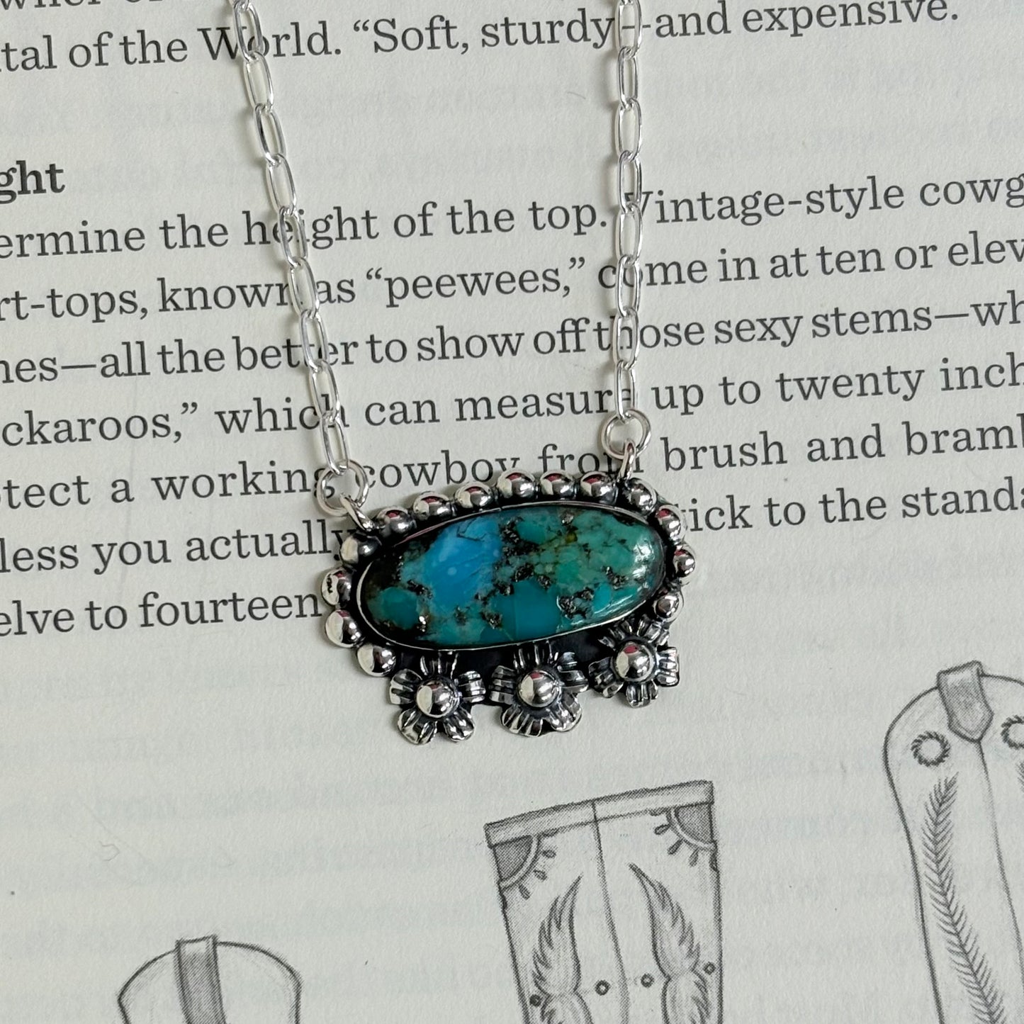 Turquoise Triple Flower Necklace - Boho Sol