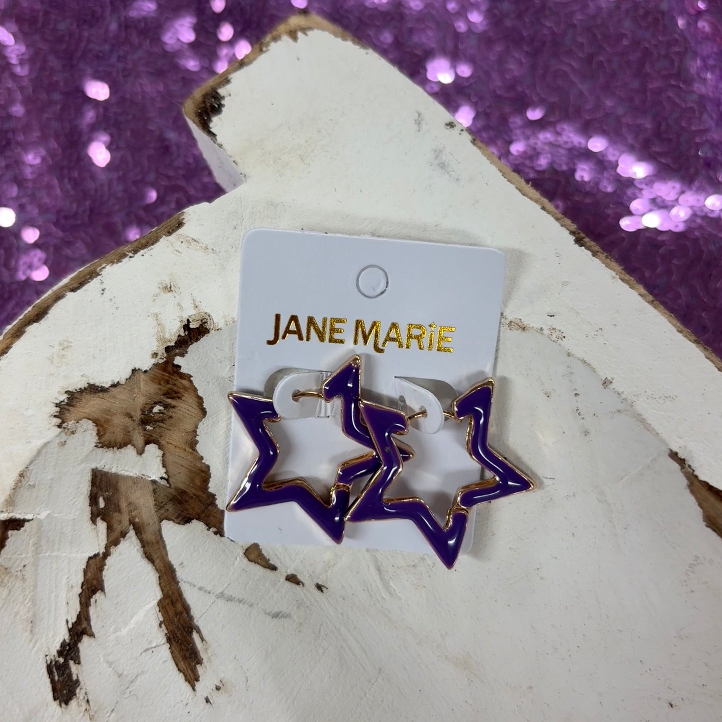Purple Star Enamel Earrings - Jane Marie