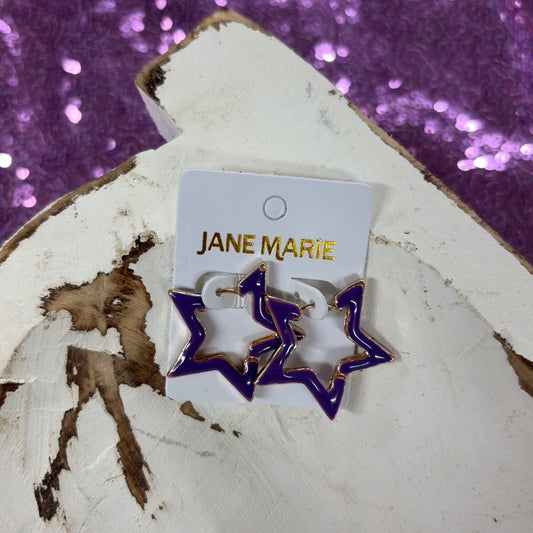 Purple Star Enamel Earrings - Jane Marie