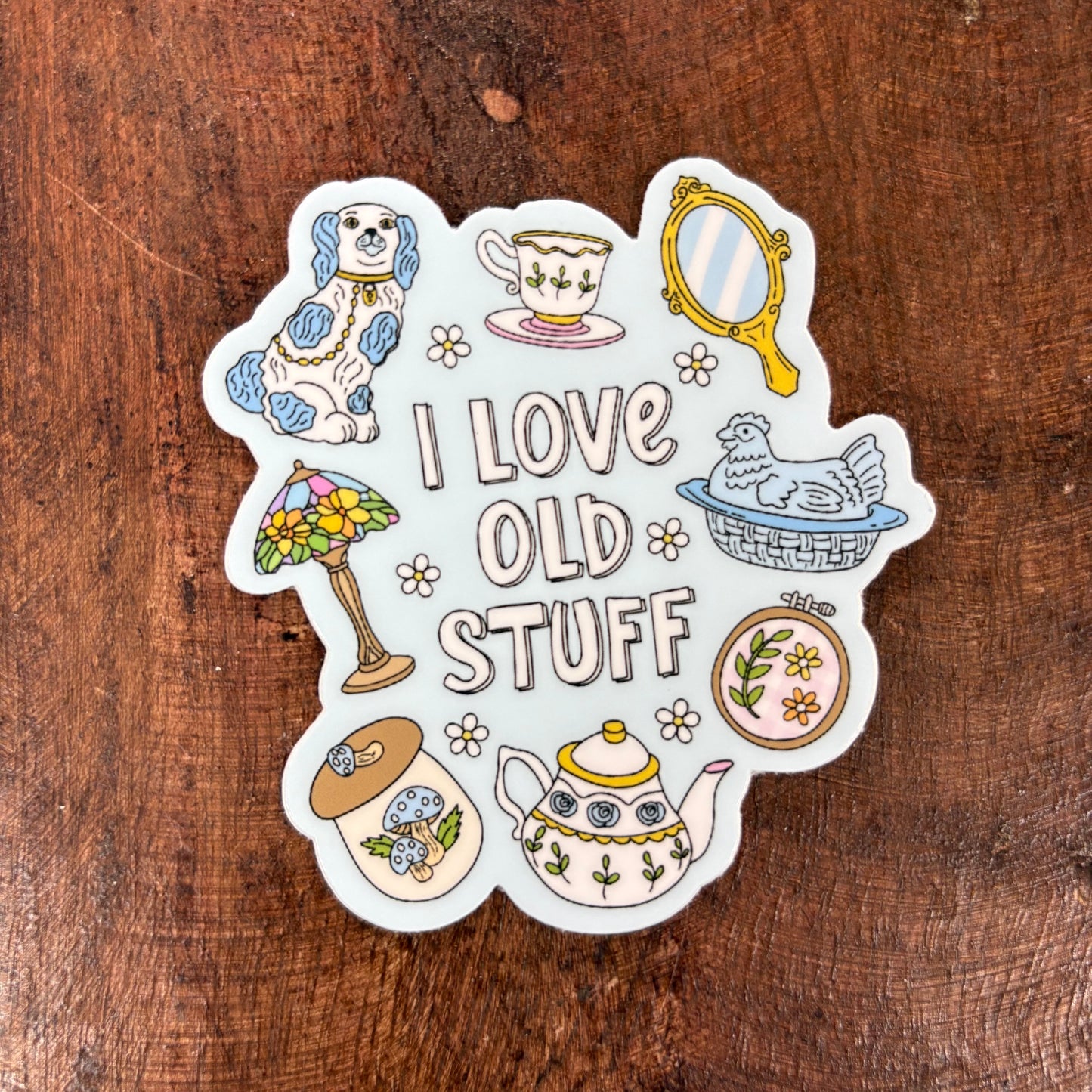 I Love Old Stuff Sticker - Inviting Affairs Paperie