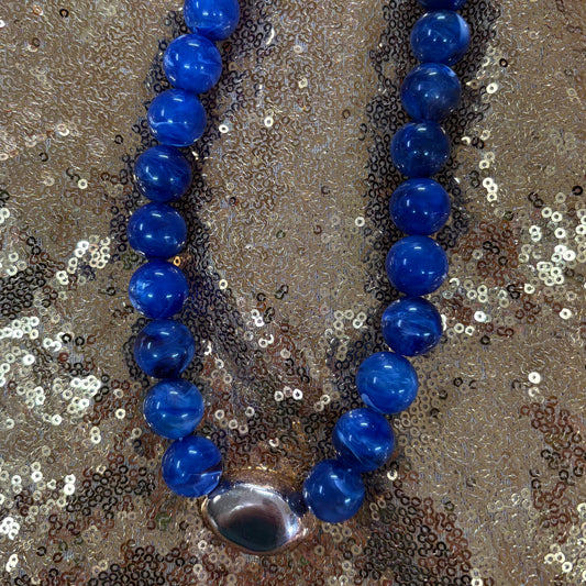 Polished Metal Bean Accent Bold Necklace - Sensibling Corp.