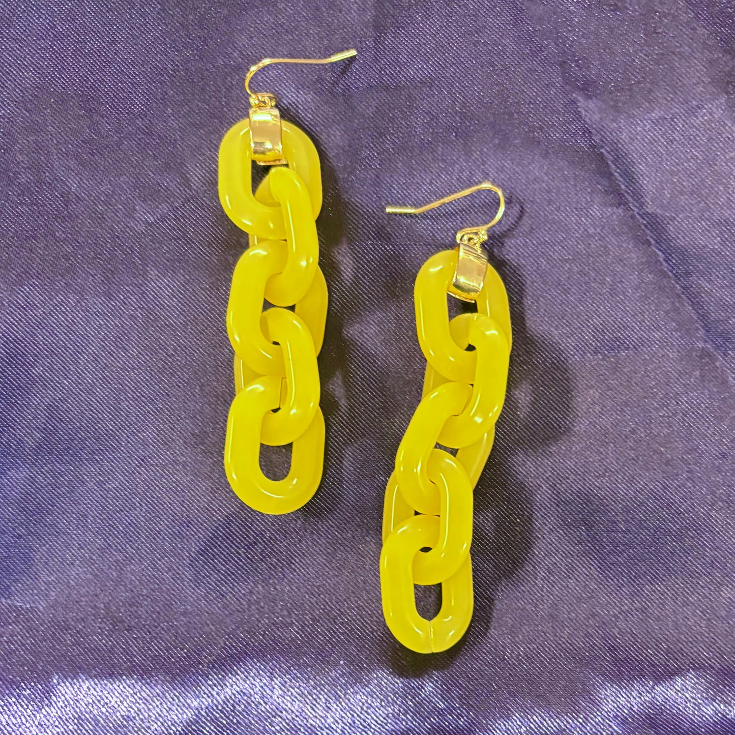 Yellow Chain Link Drop Earrings - Sensibling Corp.