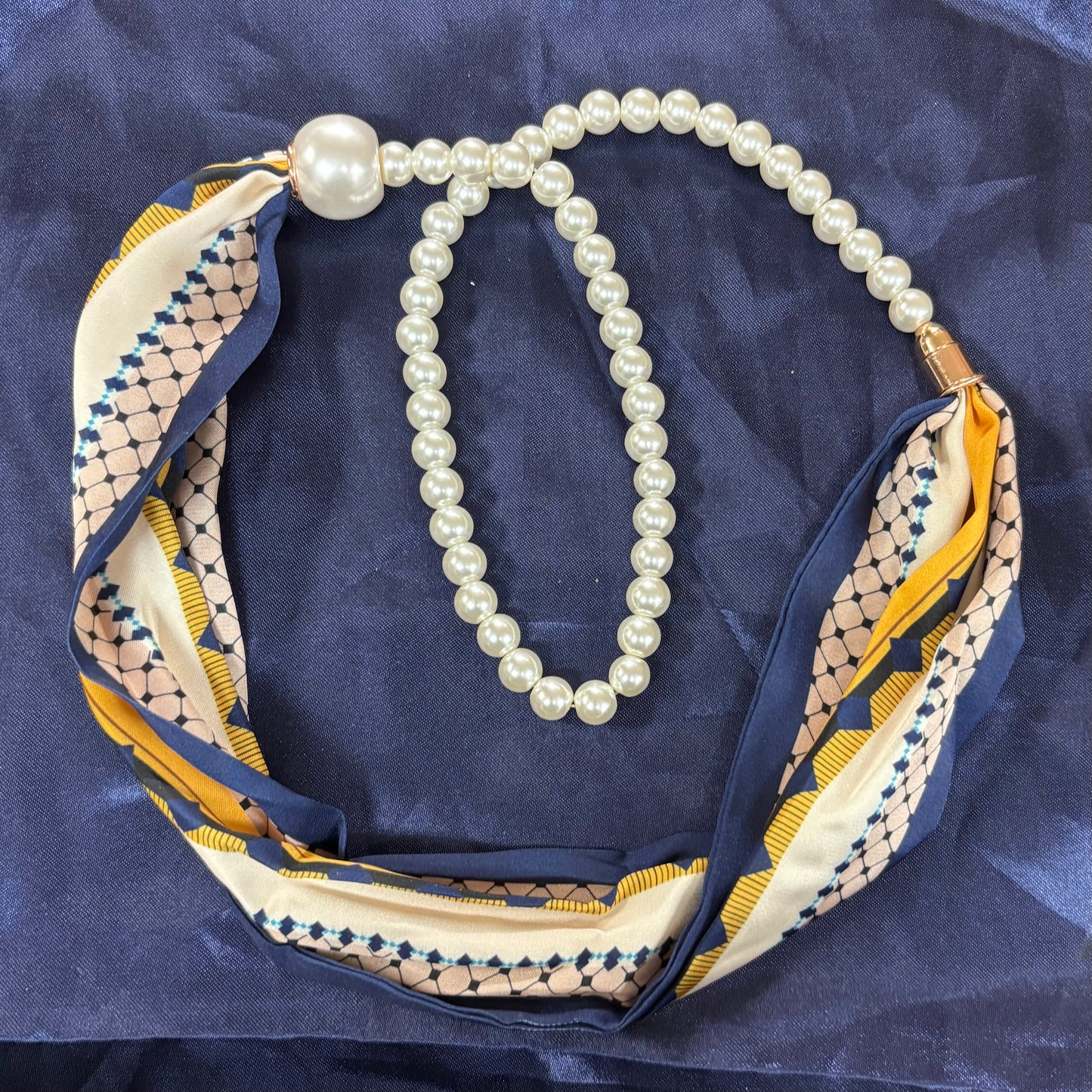 Printed Scarf and Pearl Necklace - Sensibling Corp.