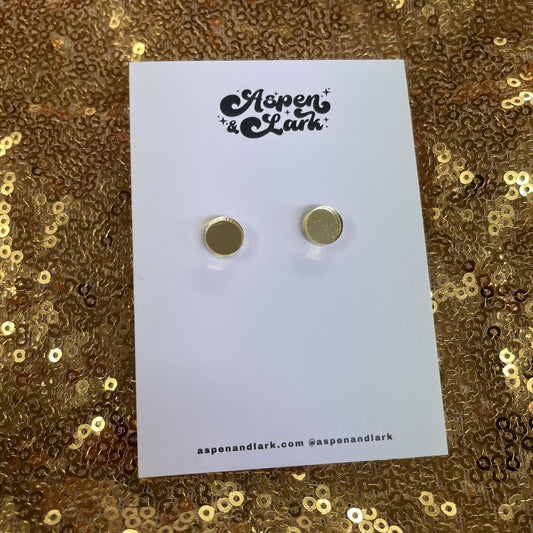Gold Mirror Circle Studs - Aspen & Lark
