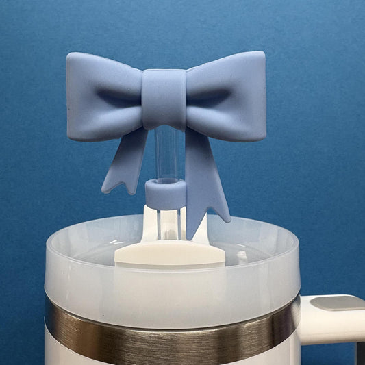 Straw Topper - Large Blue Bow