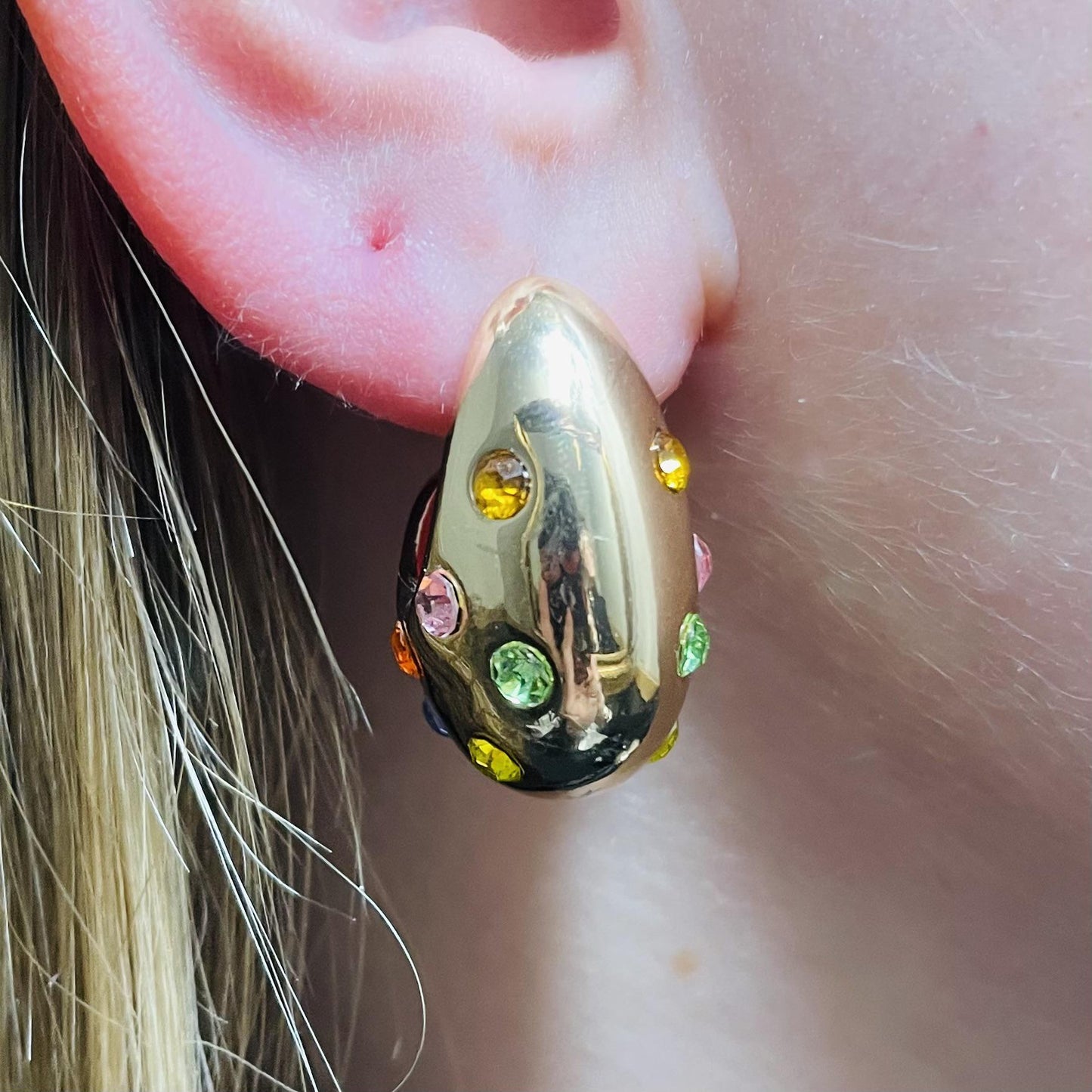 Multi Stone Bubble Teardrop Earrings - WTW