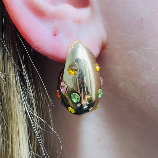 Multi Stone Bubble Teardrop Earrings - WTW