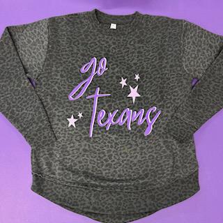 Go Texans Leopard- Sweatshirt