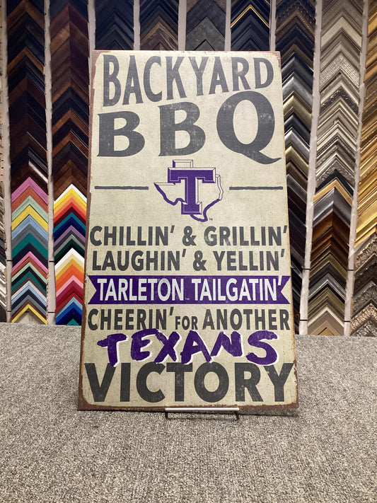 "Backyard BBQ... Texans" Sign