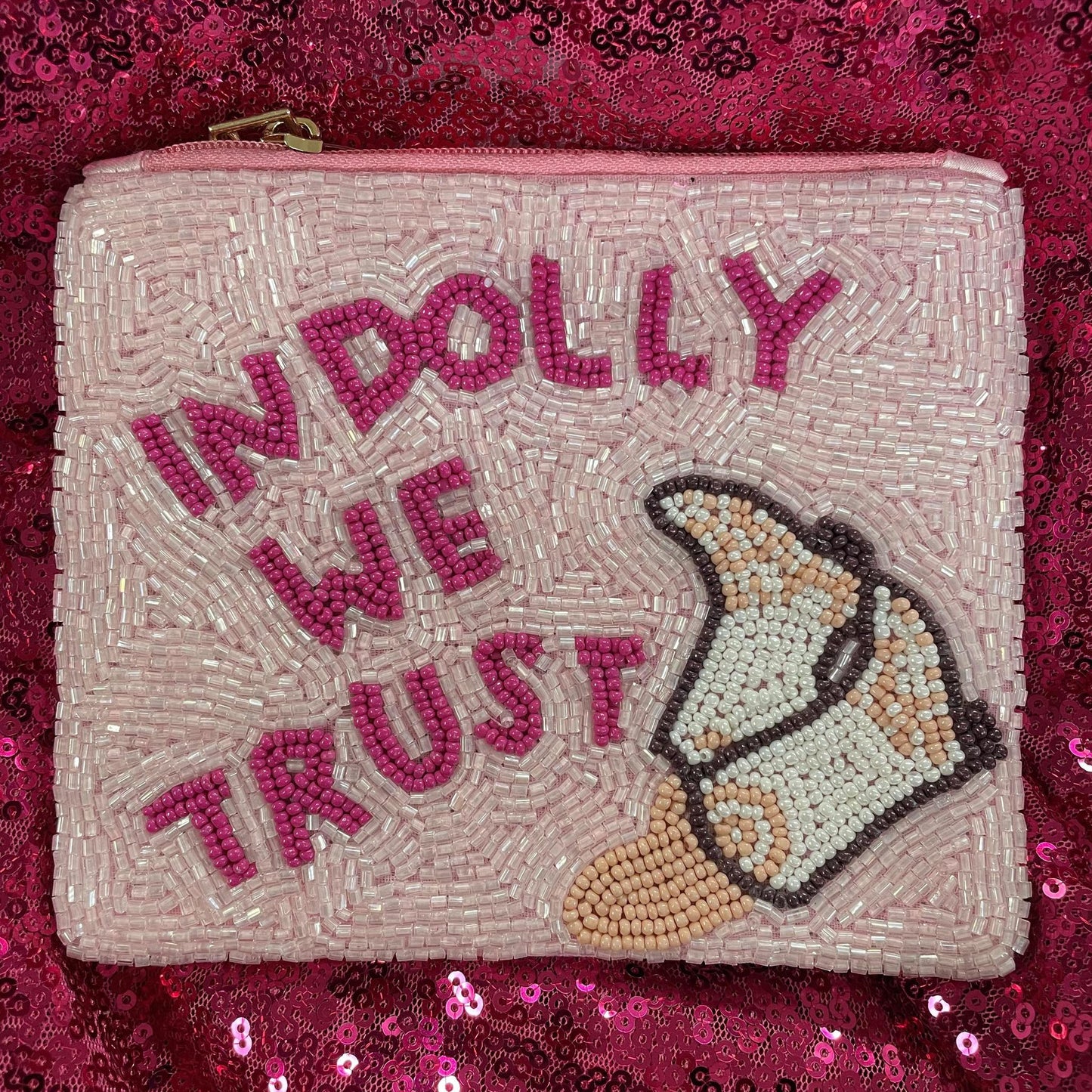 In Dolly We Trust Beaded Coin Purse