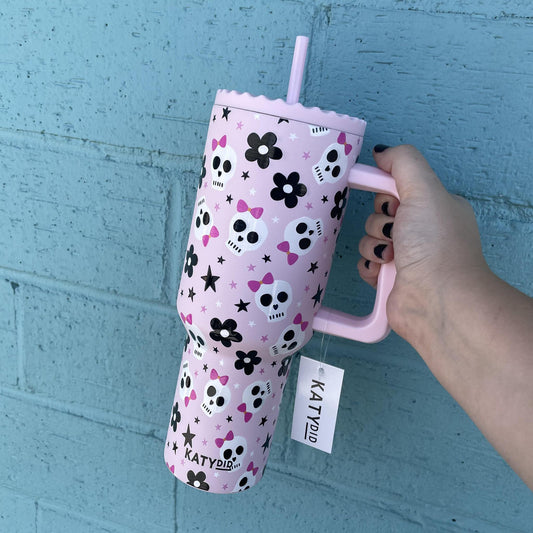 Skull Flower Bow Tumbler- Katydid