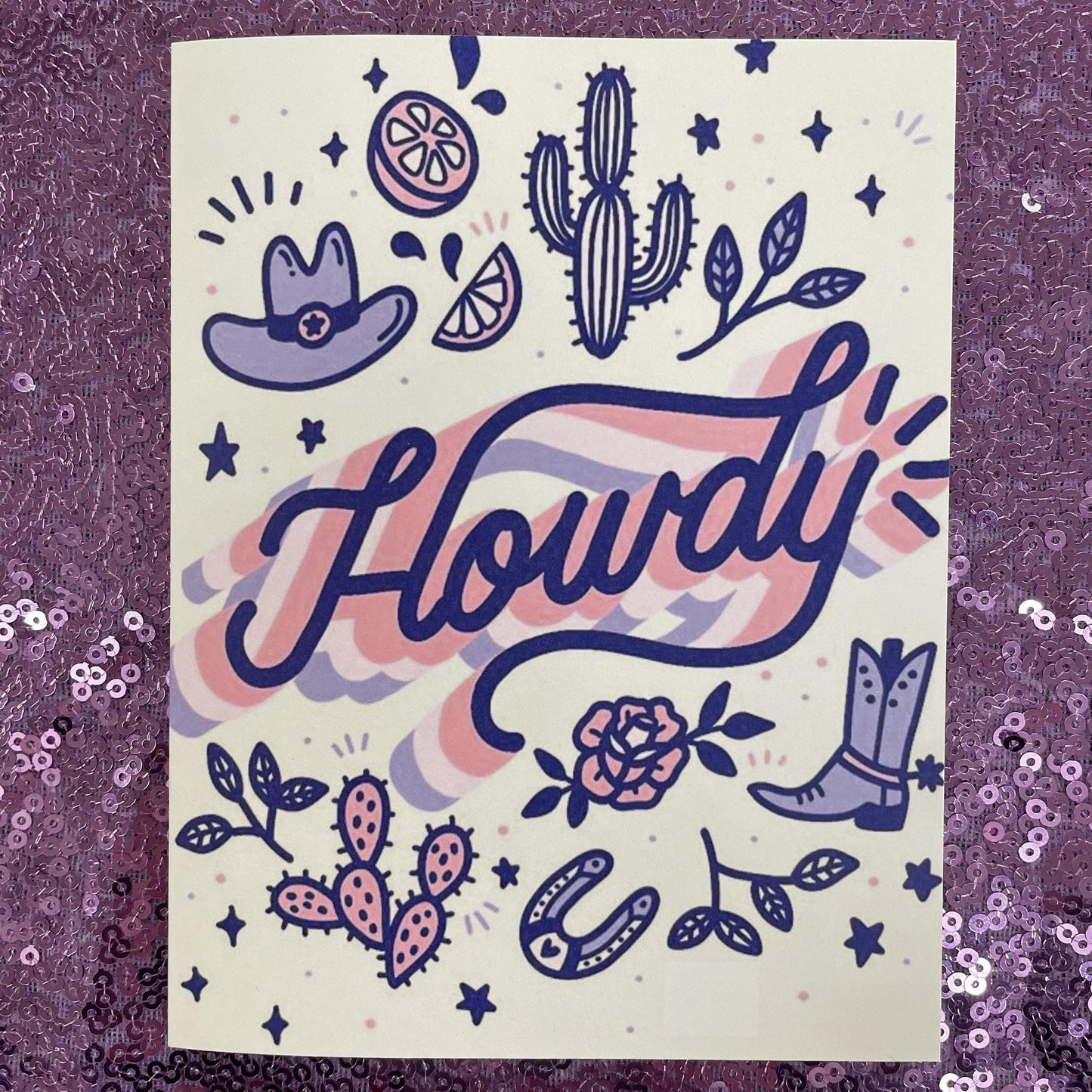 Purple Howdy Card- Inviting Affairs Paperie