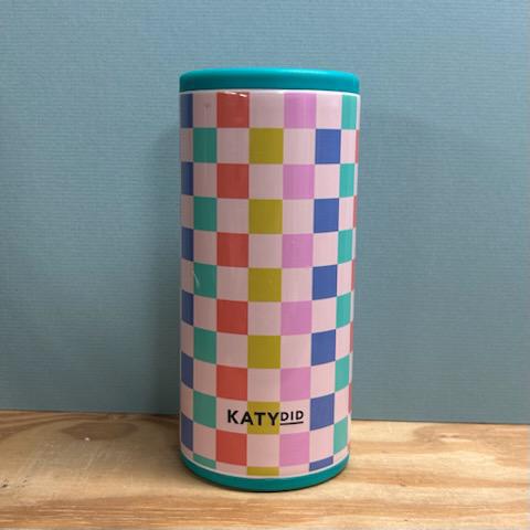Multicolored Checkered Can Cooler Insulator- Kadtydid