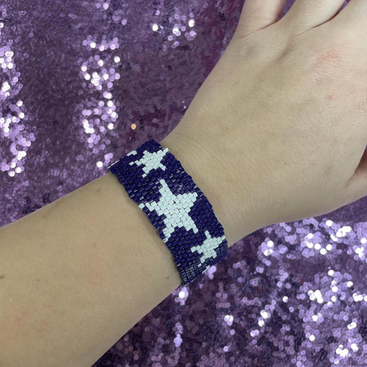 Purple Stars Beaded Bracelet
