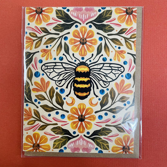 Bee & Floral Greeting Card