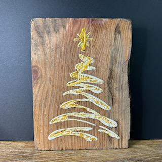Gold Christmas Tree Reclaimed Plaque- Mud Pie
