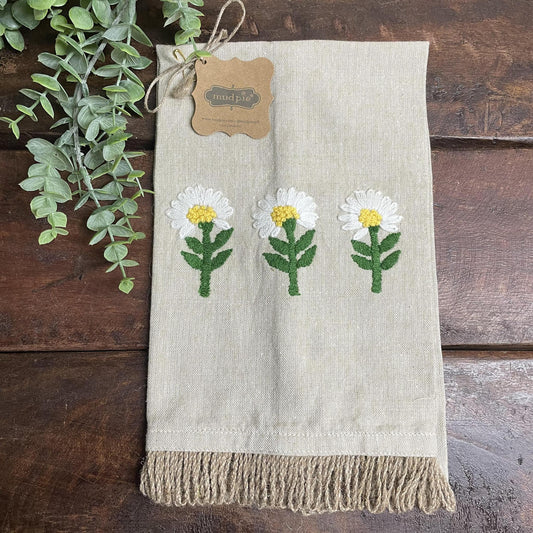 Three Floral Embroidery Towel- Mud Pie