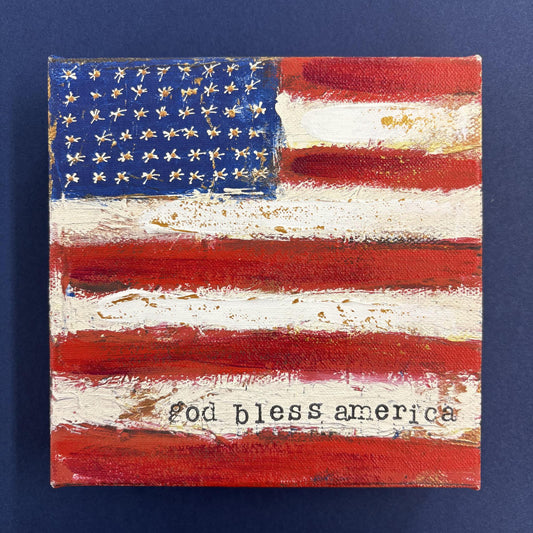 God Bless America with Flag- Canvas