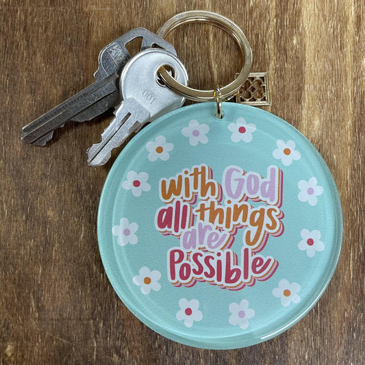 With God all things are Possible keychain- Mary Square