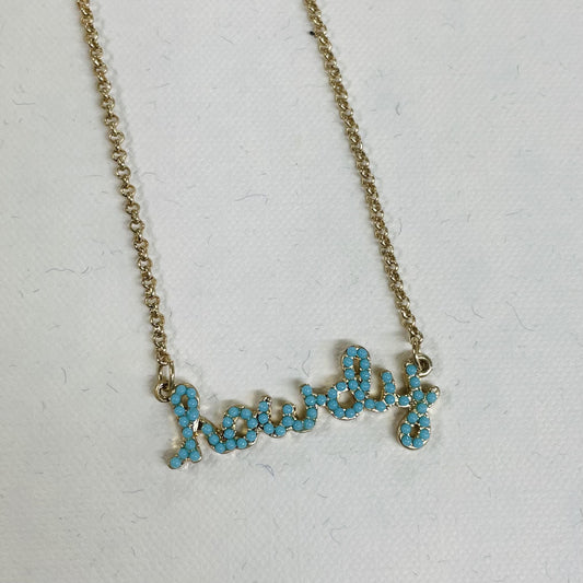 Howdy Turquoise Studded Script Necklace - Canvas Style