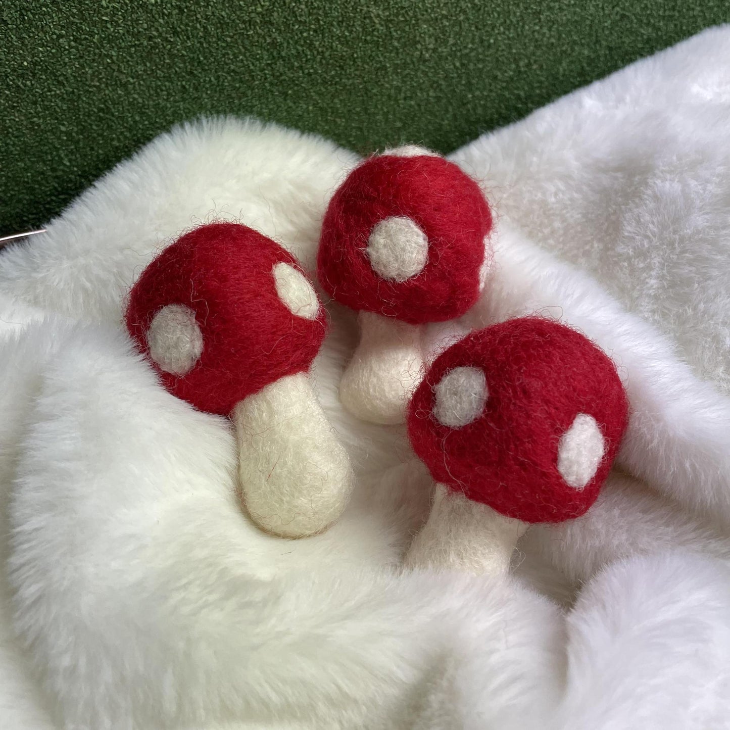 3 Red Mushroom Dryer Balls- Friendsheep