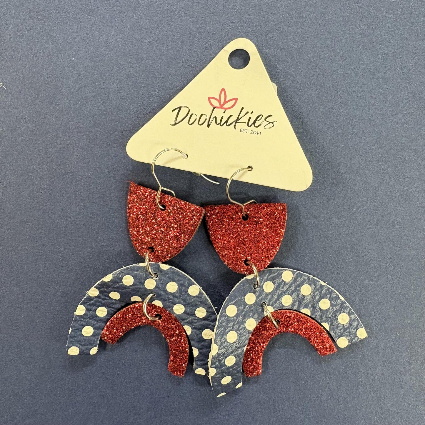 2.5" Red & Navy Glitter Patriotic- Earrings