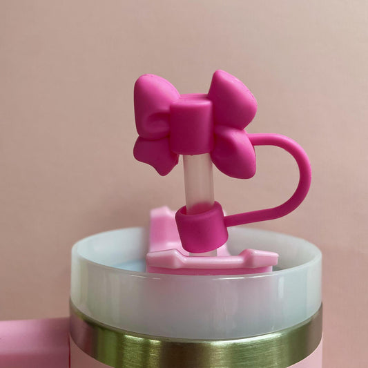 Straw Topper - Hot Pink Bow