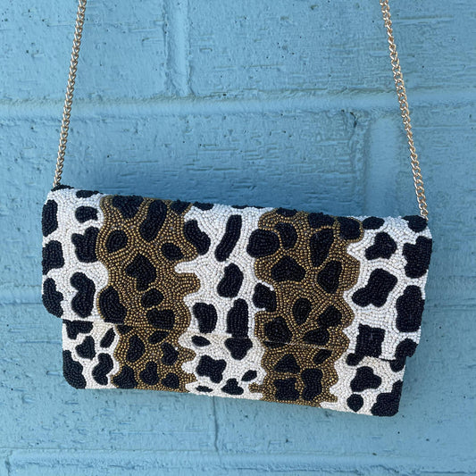 Leopard Print- Beaded Purse