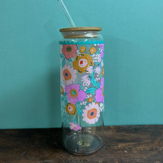 Floral Flowers- Glass Tumbler